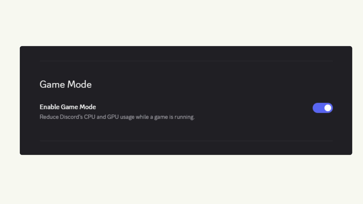 Переключатель игрового режима в Discord. Источник: Discord Previews