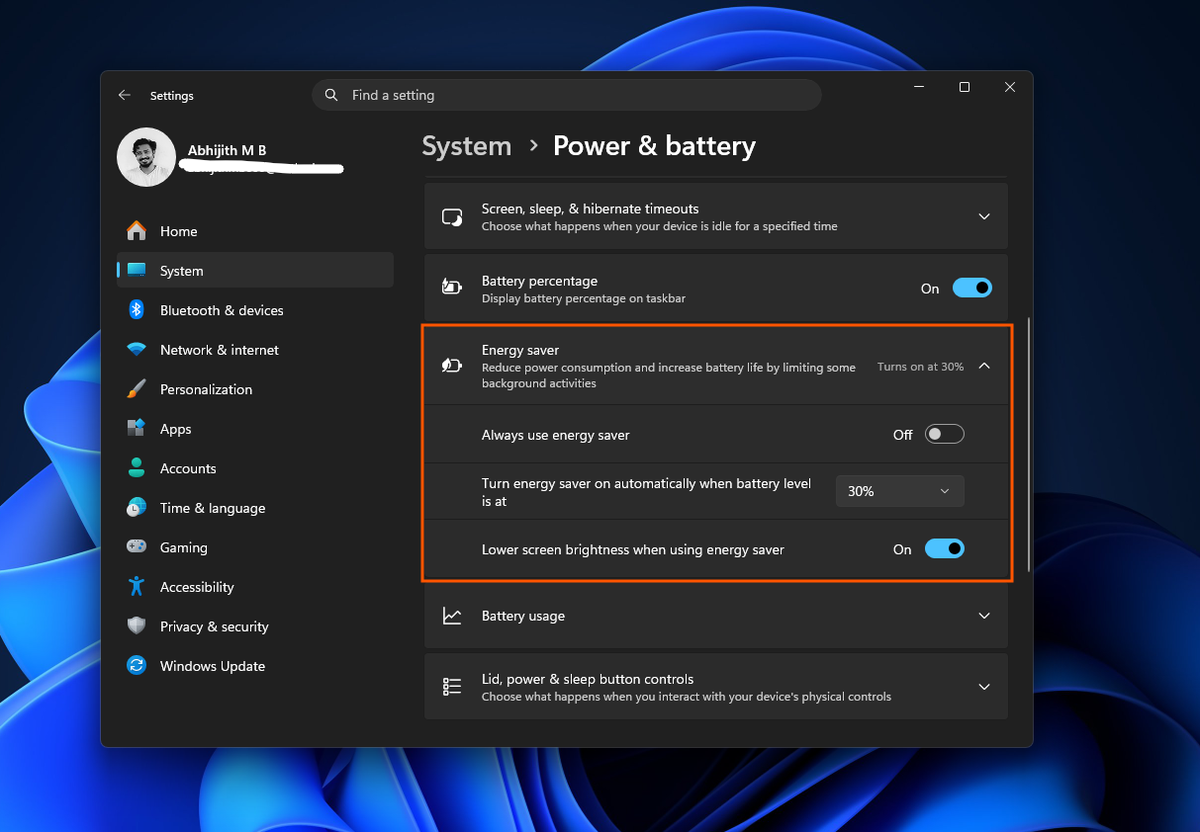 Новые пороги экономии энергии в Windows 11