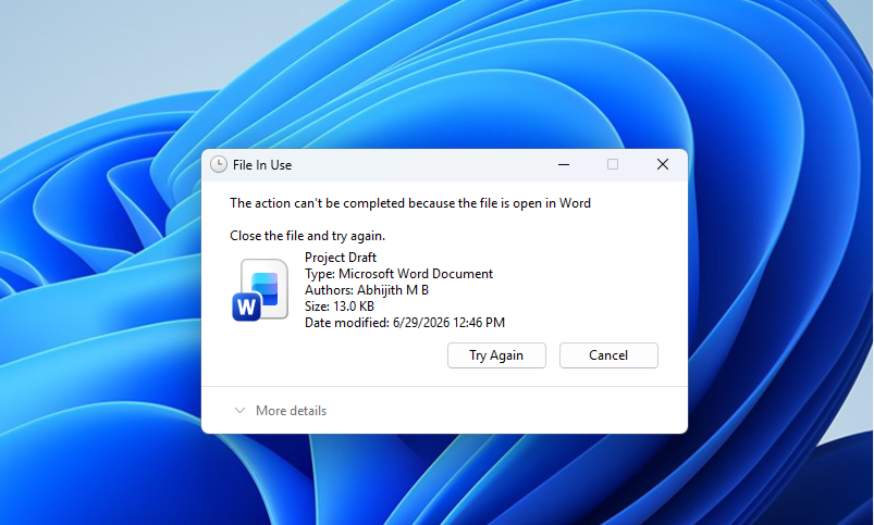 Ошибка "файл используется" в Windows