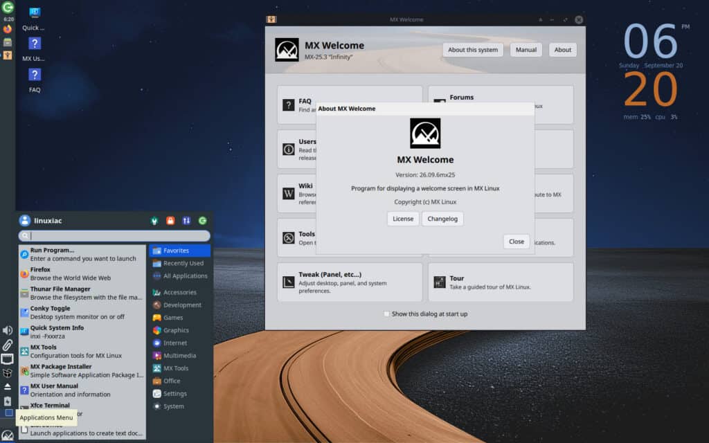 MX Linux 25.3 XFCE Edition