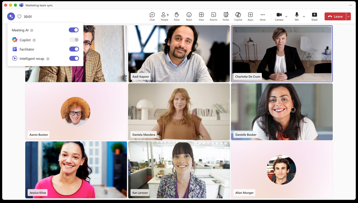Управление ИИ встречи в Microsoft Teams