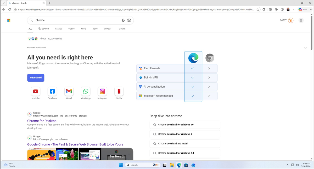Microsoft заявляет, что в Edge есть всё необходимое