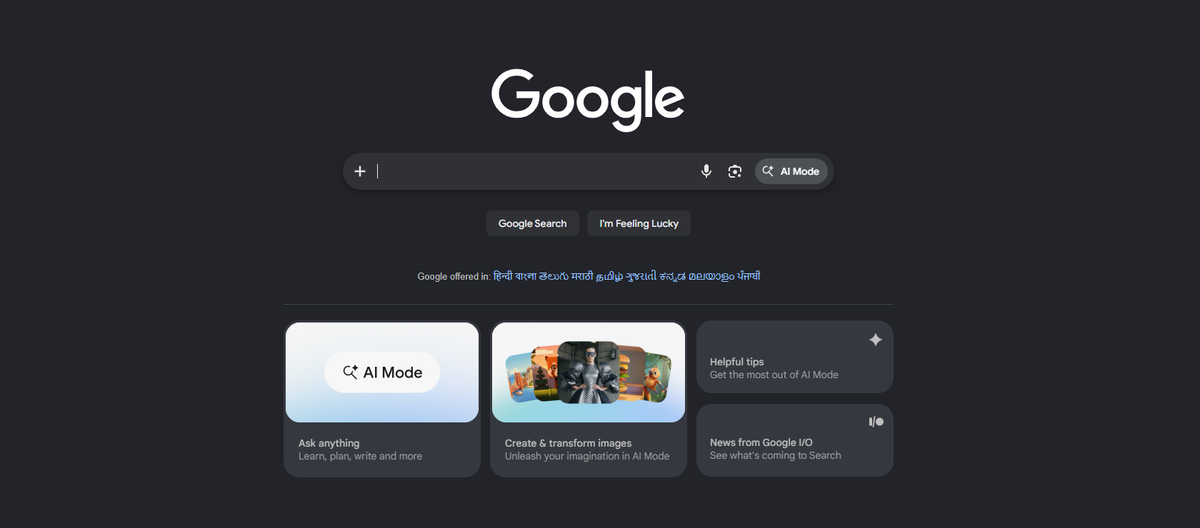 Новая домашняя страница Google Поиска