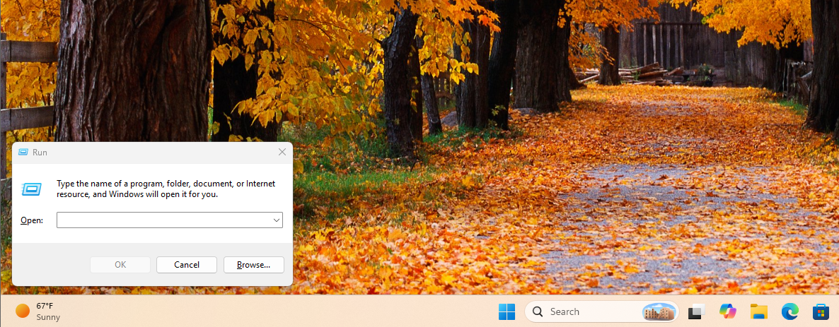 Старое окно Run в Windows 11