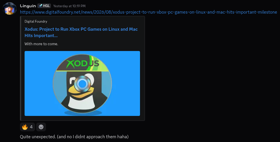 обрезанный скриншот сообщения в Discord от пользователя "linguin"