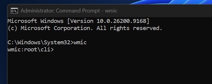 WMIC работает в Windows 11 25H2 и более ранних версиях