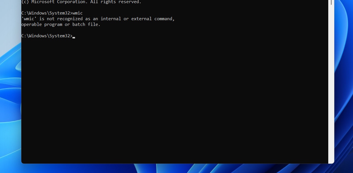 Windows 11 не распознаёт WMIC