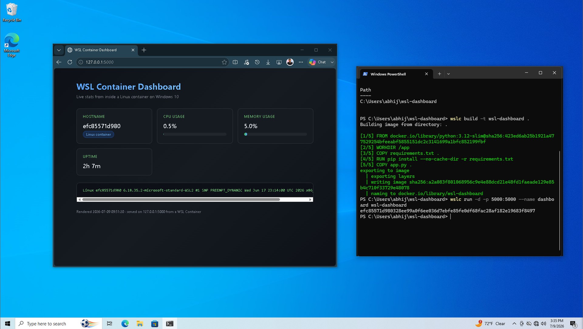 WSL Container в Windows 10
