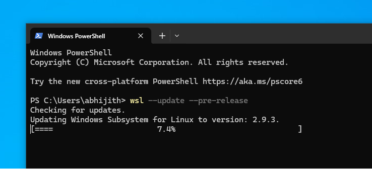 Обновление WSL в Windows 10