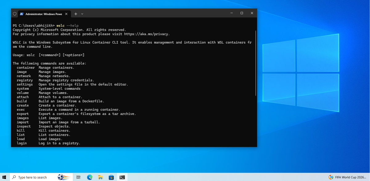 WSLc запущен и работает в Windows 10