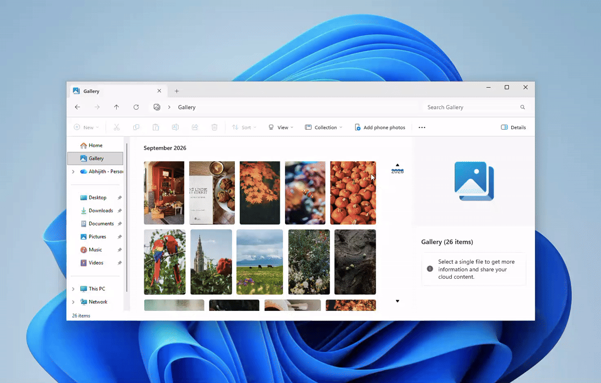 Прокрутка галереи в Windows 11
