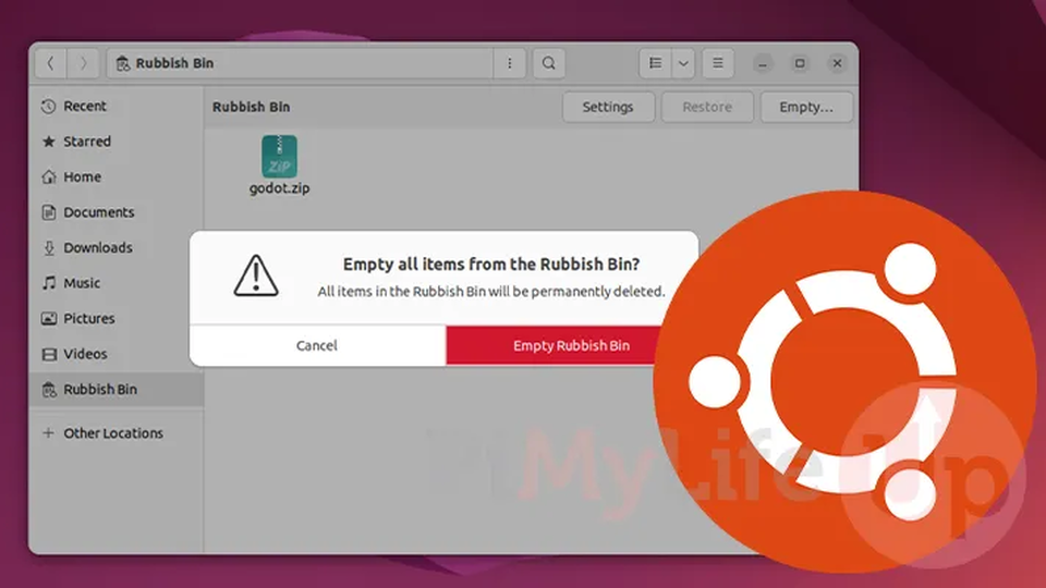 В Ubuntu 26.04 LTS восстановили фокус на кнопке удаления в диалоге очистки корзины
