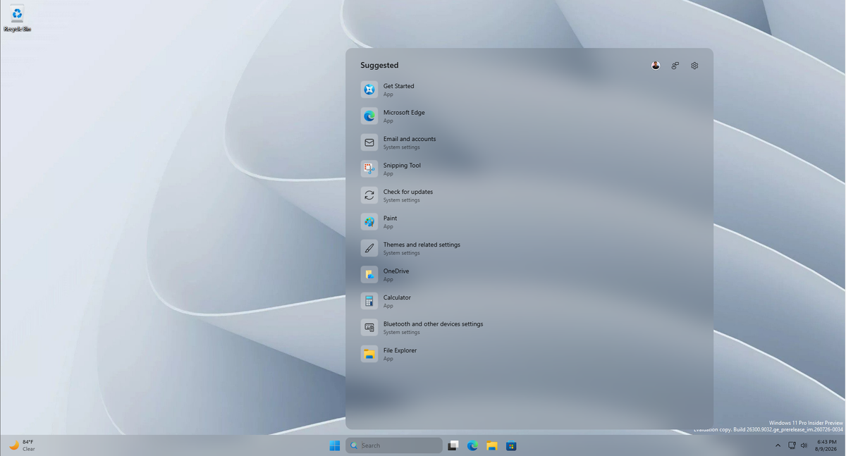 Эффект прозрачности в поиске Windows при использовании Windhawk