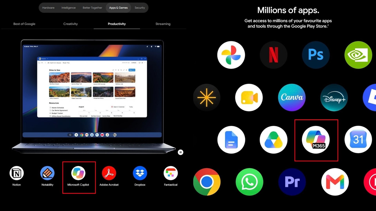 Google прямо показывает Android-приложения Microsoft на странице Googlebook.