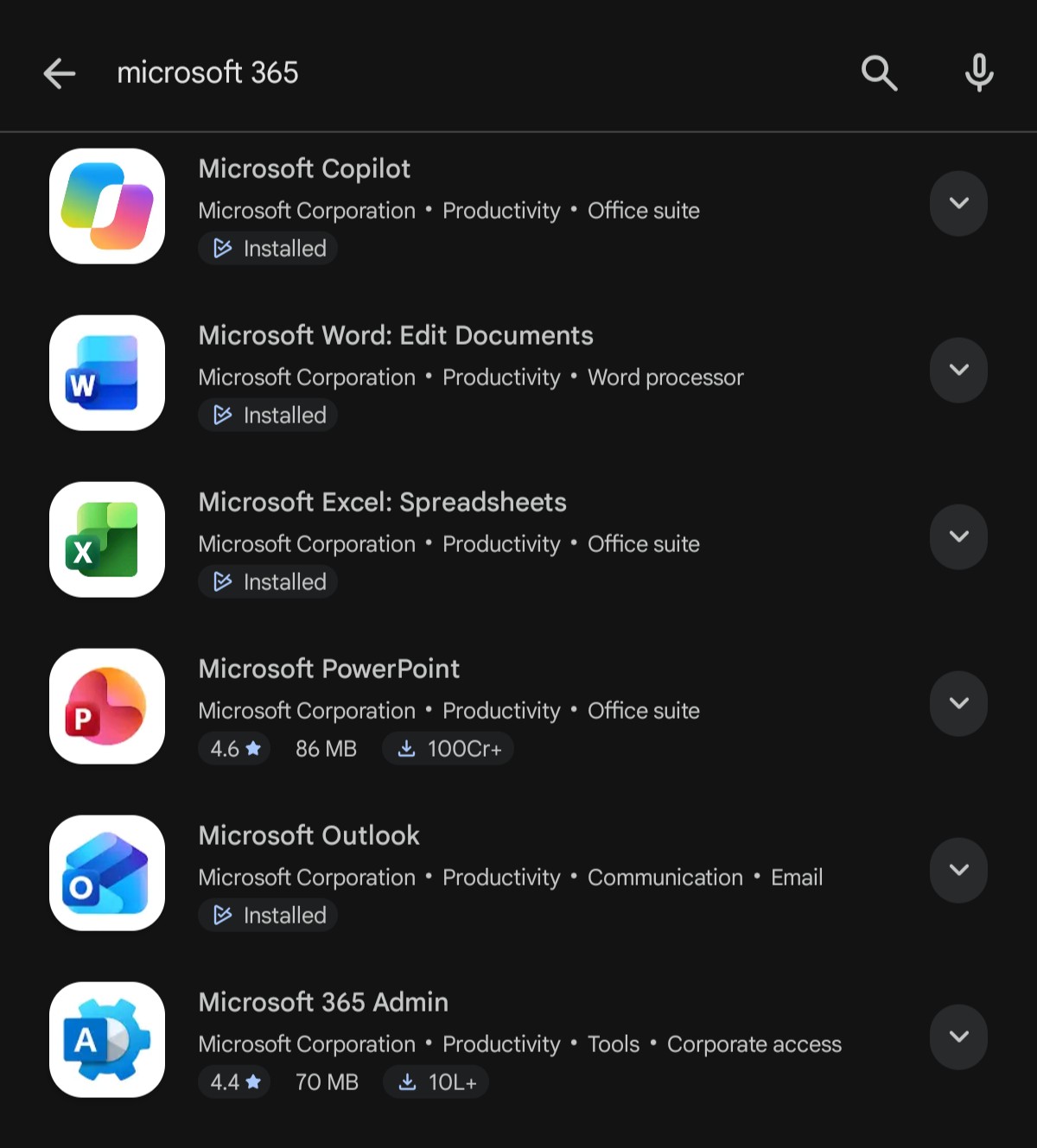 Microsoft 365 в Play Store теперь обозначает лишь приложение Copilot