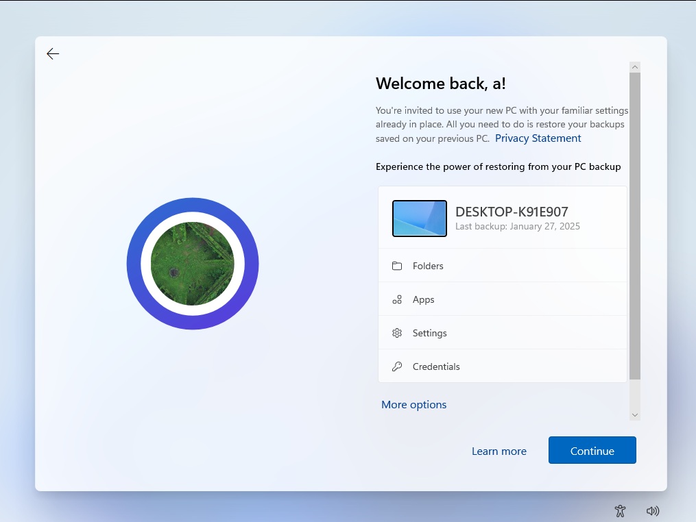 **Восстановление резервной копии Windows 11 24H2 на 23H2 с помощью Windows Backup на базе OneDrive**
