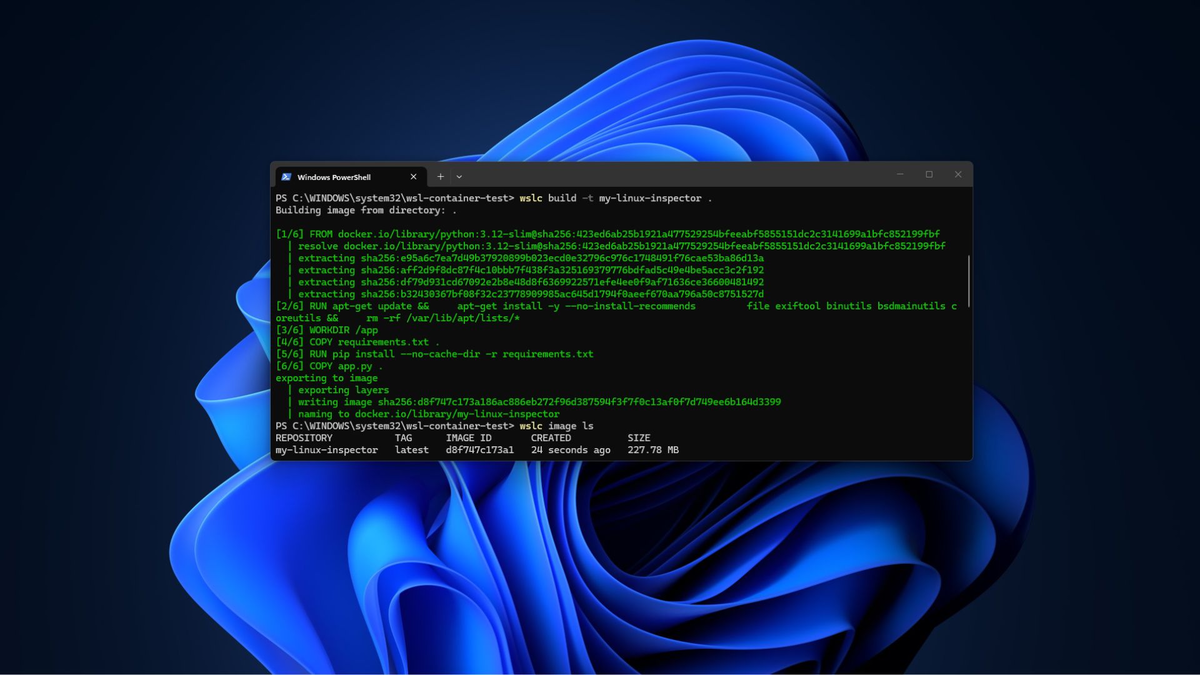 WSL Containers в действии в Windows 11.