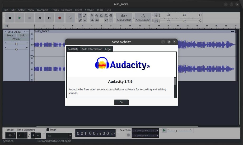 Аудиоредактор Audacity 3.7.9 с открытым исходным кодом