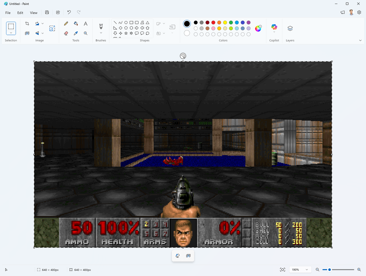 Работа DOOM внутри Paint