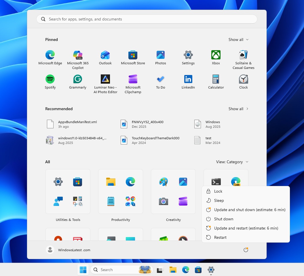 Параметры обновлений Windows