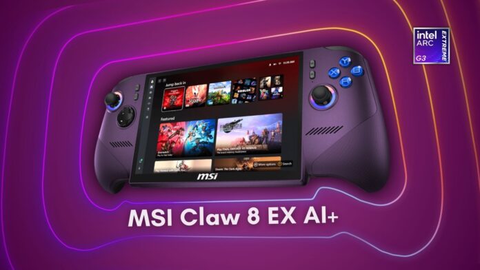 Портативная игровая консоль MSI Claw 8 EX AI+ на процессоре Intel Arc G3 Extreme под управлением Windows 11 в режиме Xbox