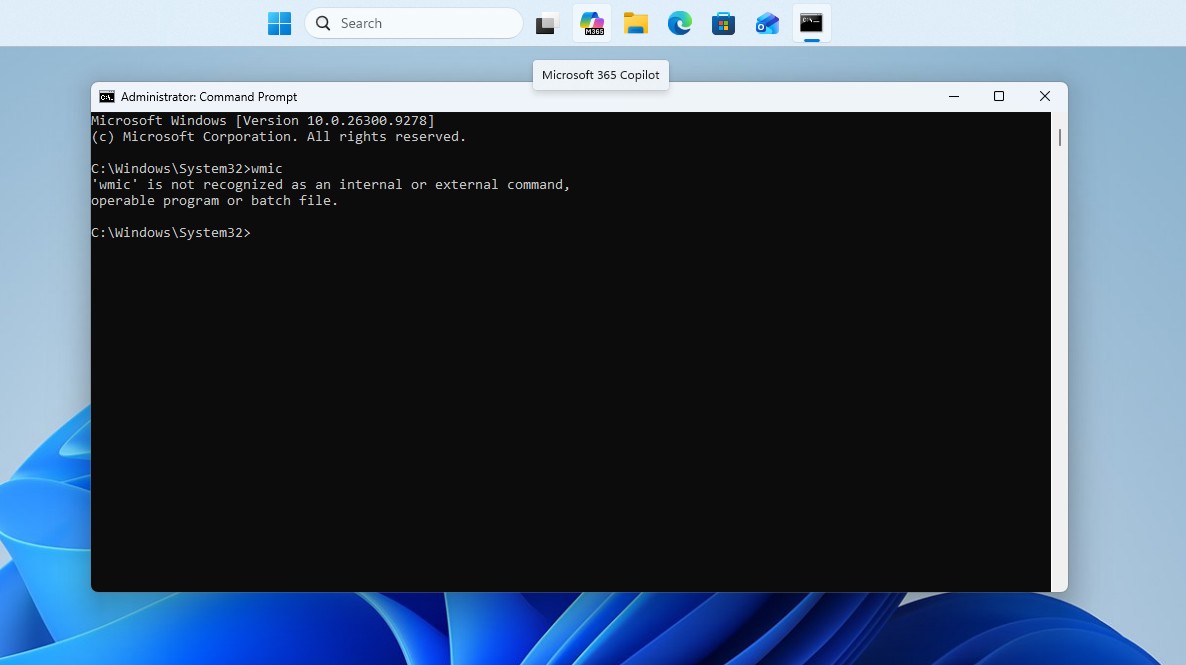 wmic теперь недоступен в Windows 11.