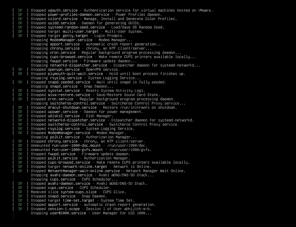Linux завершает работу