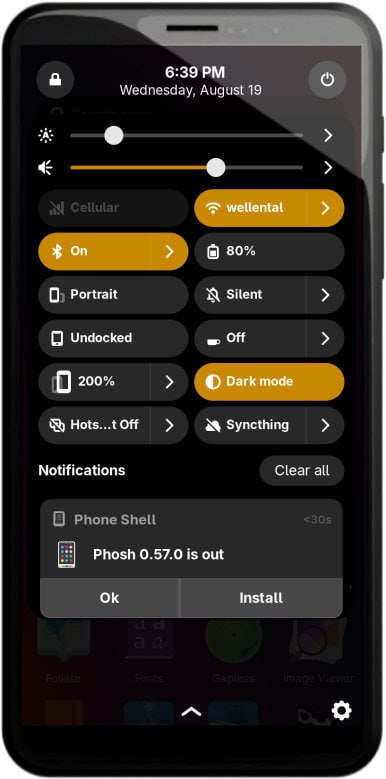 Мобильная оболочка Phosh 0.57 на основе GNOME