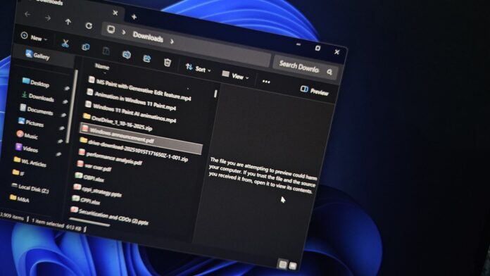 Предпросмотр заблокирован в Проводнике Windows 11