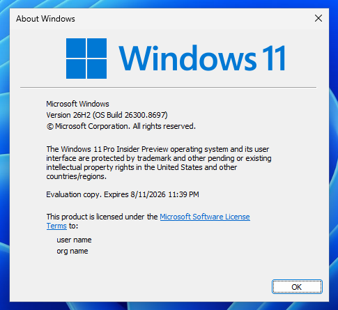 Нумерация версий Windows 11 26H2
