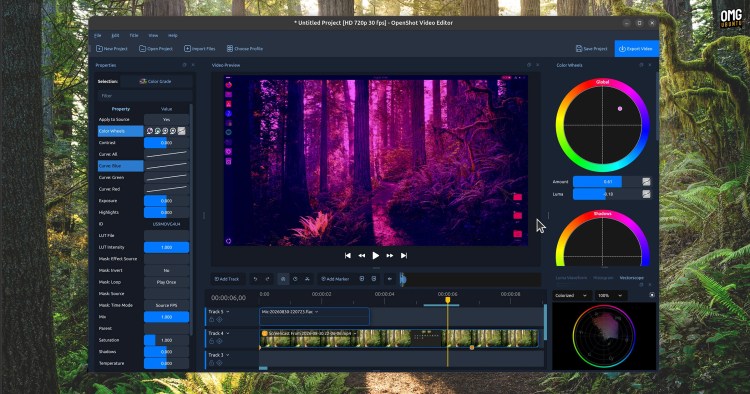 Цветокоррекцию теперь можно выполнять прямо в OpenShot 4.0