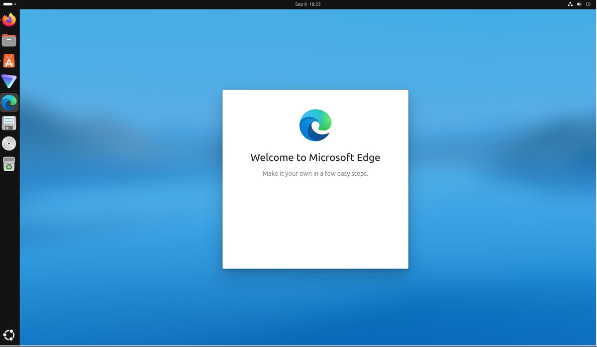 Microsoft Edge в Ubuntu Linux.