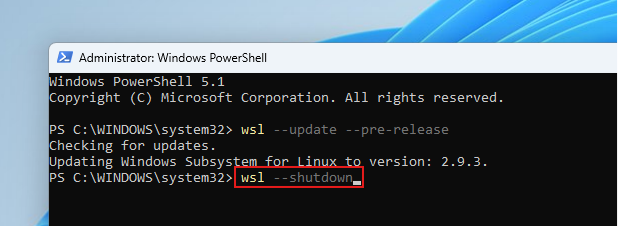 shutdown WSL