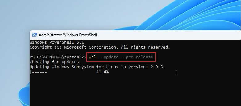 Обновление Windows Subsystem for Linux