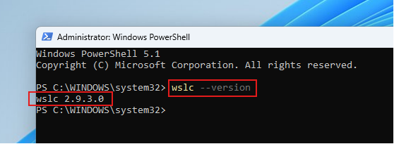 WSLC version 2.9.3.0 установлена