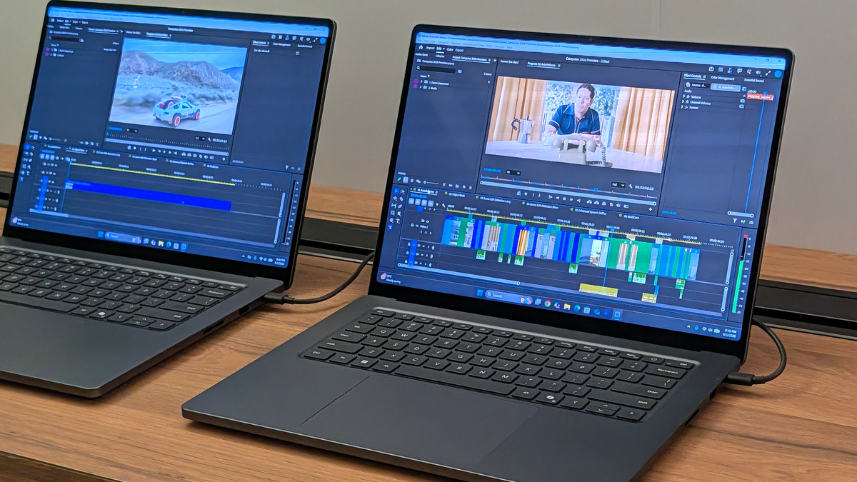 Surface Laptop Ultra с запущенным Premiere Pro