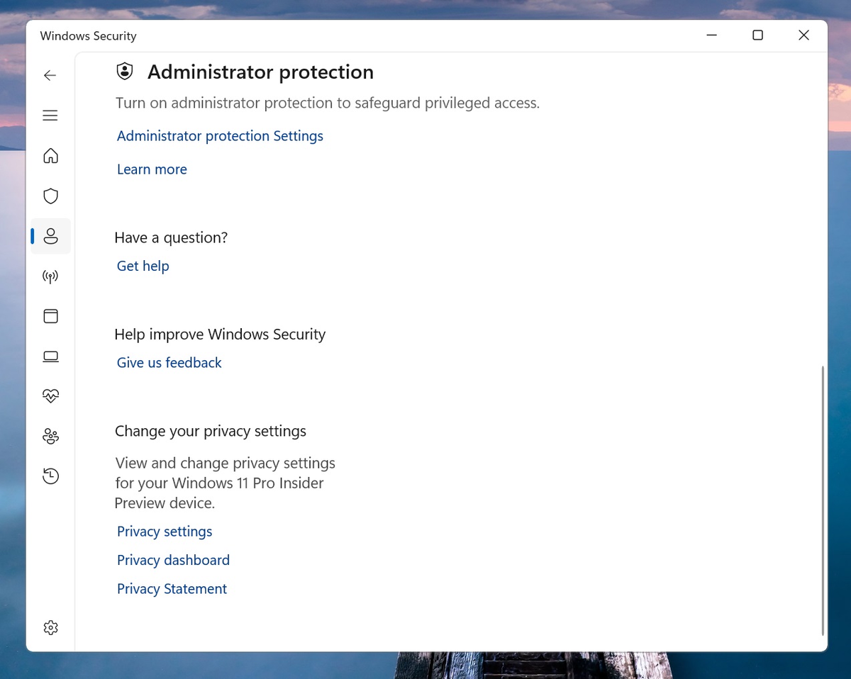 Защита администратора в Windows 11 24H2