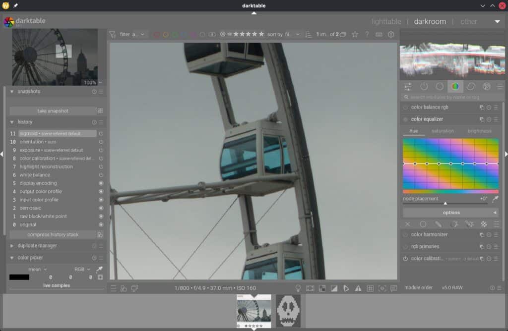 Darktable 5.6.1 open source RAW-редактор