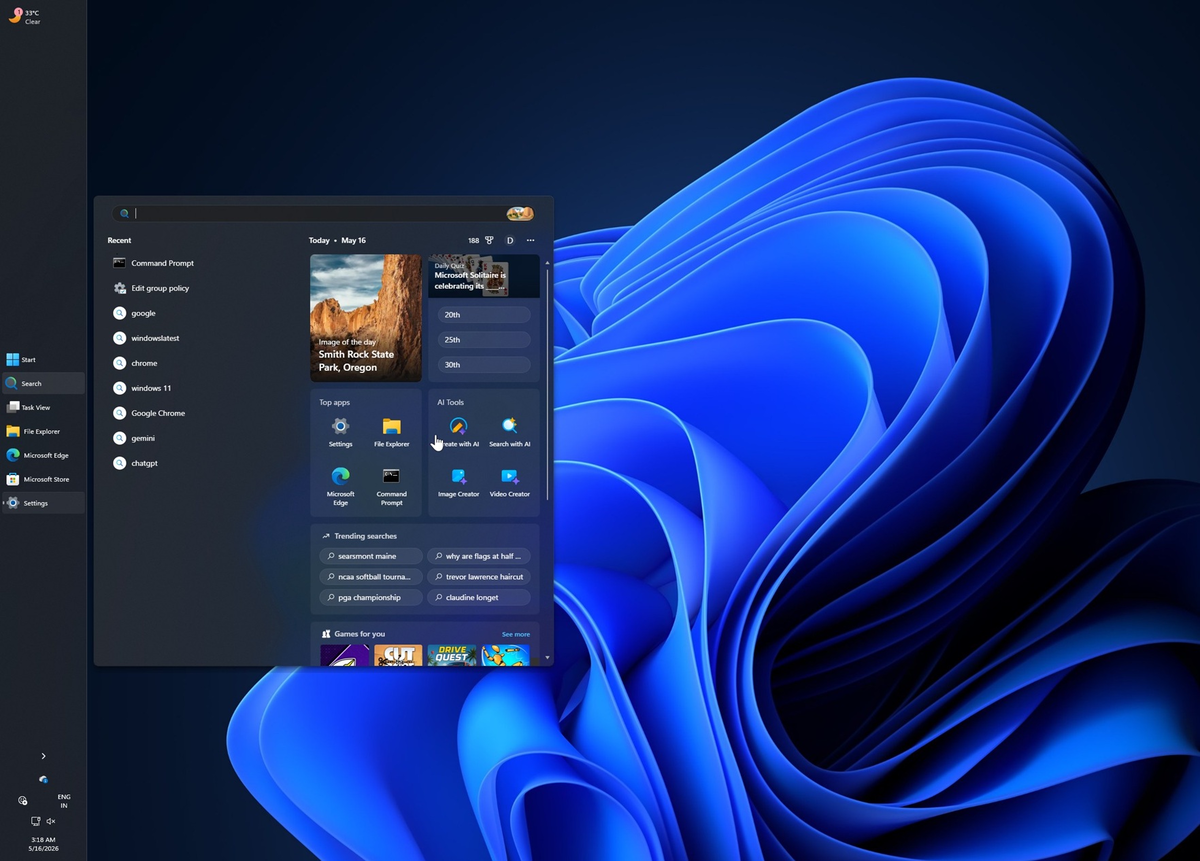 Вертикальная панель задач в Windows 11