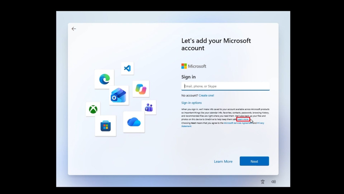 Новый трюк со ссылкой Learn more, позволяющий обойти MSA в OOBE Windows 11.