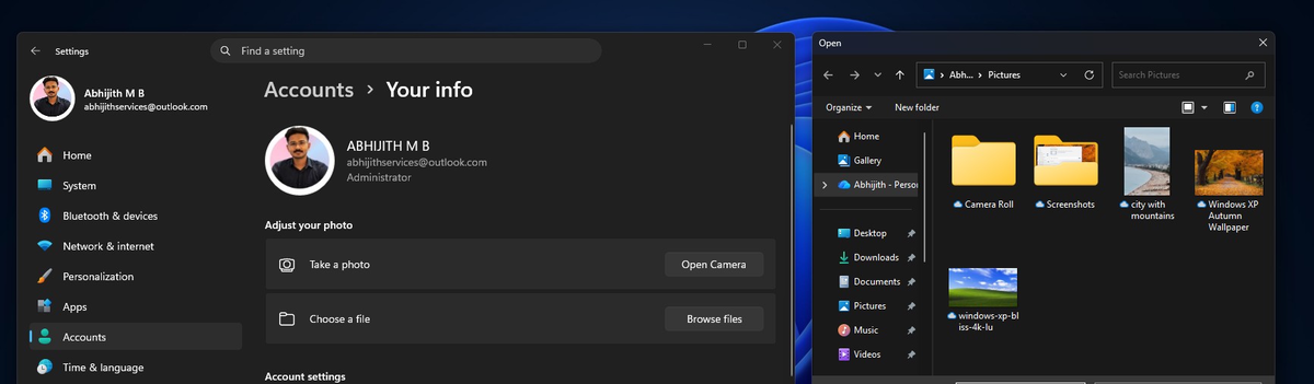 Установка изображения профиля в Windows 11