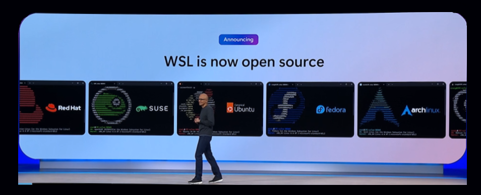 Сатья Наделла представляет WSL с открытым исходным кодом на конференции Build 2025