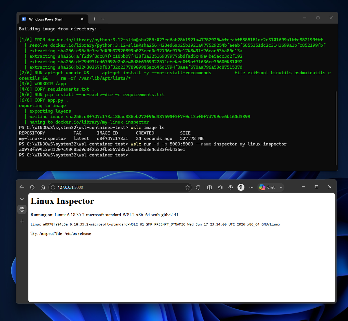 Flask-сервер внутри Linux-контейнера, доступный через localhost в Windows без дополнительной настройки сети