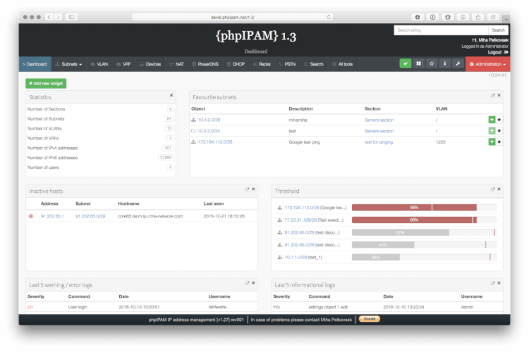 phpIPAM: Open Source IP Address Management Application