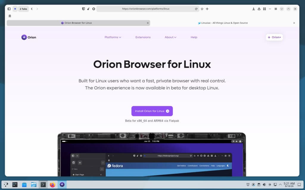 Браузер Orion в Linux