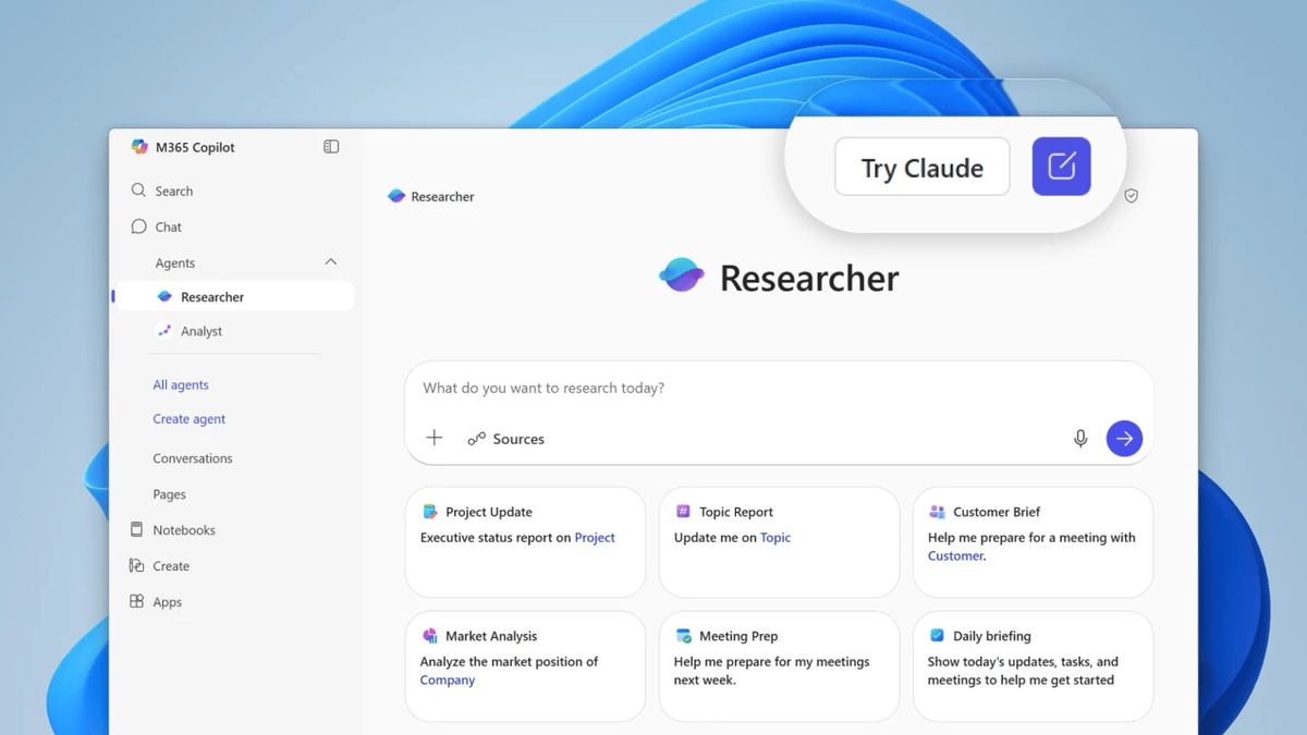Claude в Researcher для Microsoft 365