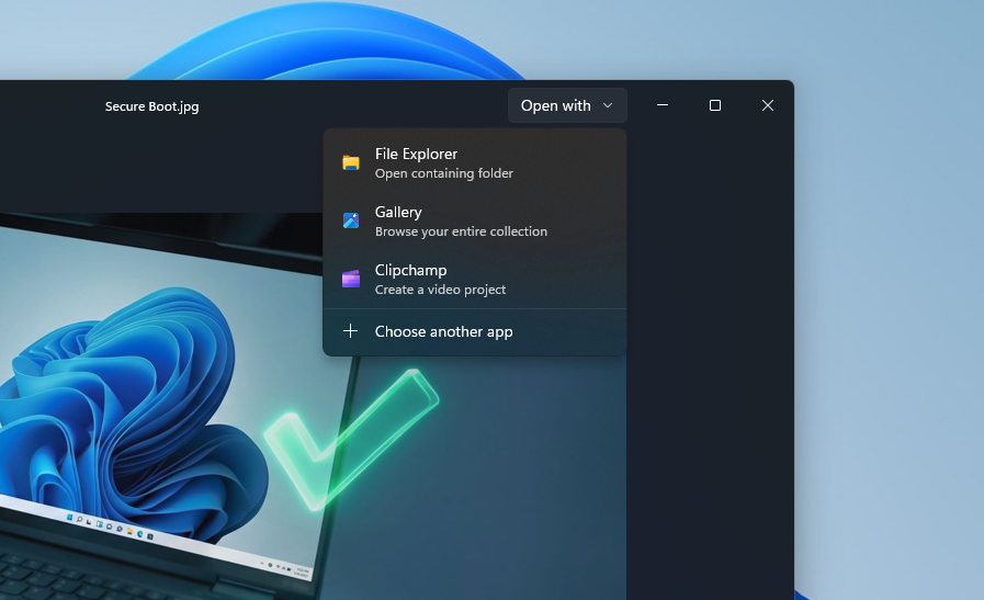 new Open with option in Photos app instead of ads