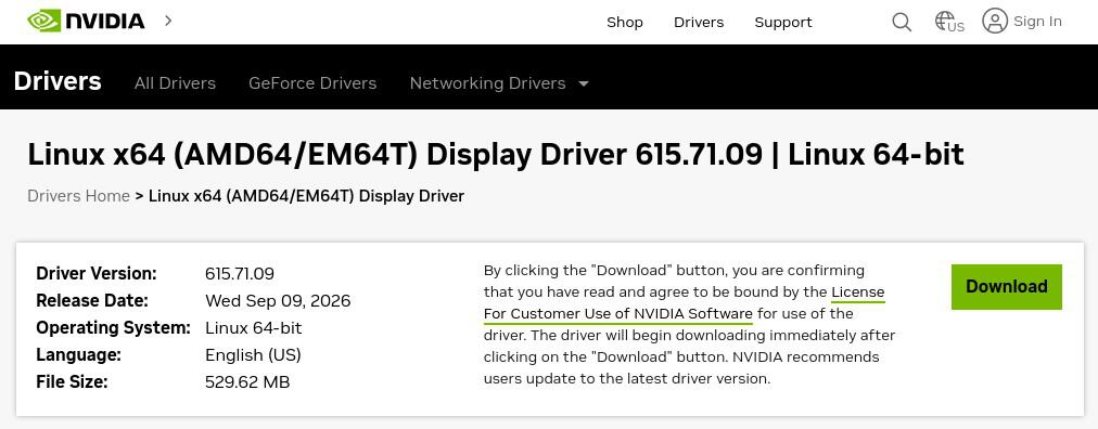 Драйвер NVIDIA 615.71 для Linux уже доступен для загрузки.