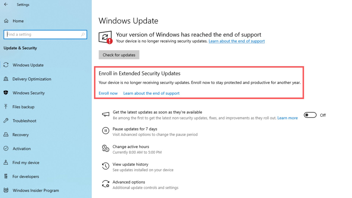 Windows 10 ESU