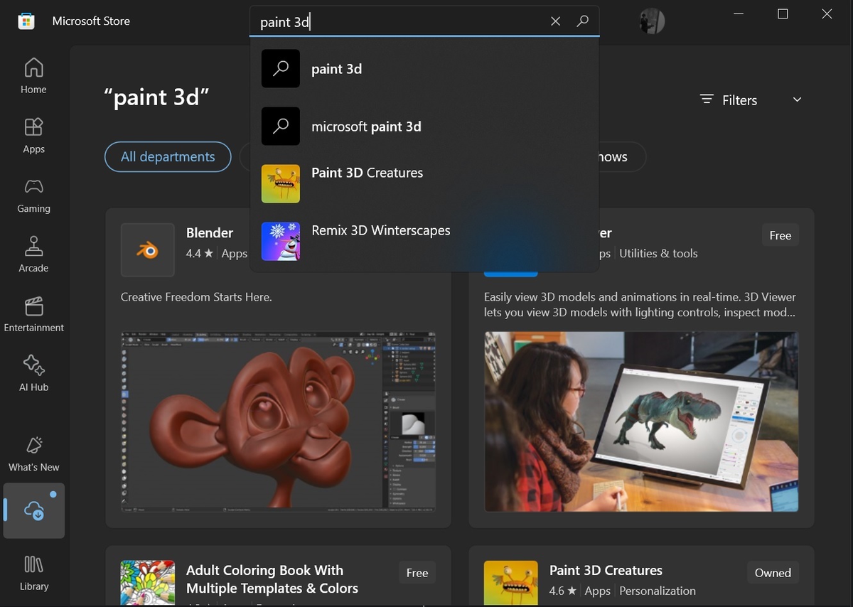 Paint 3D в Microsoft Store